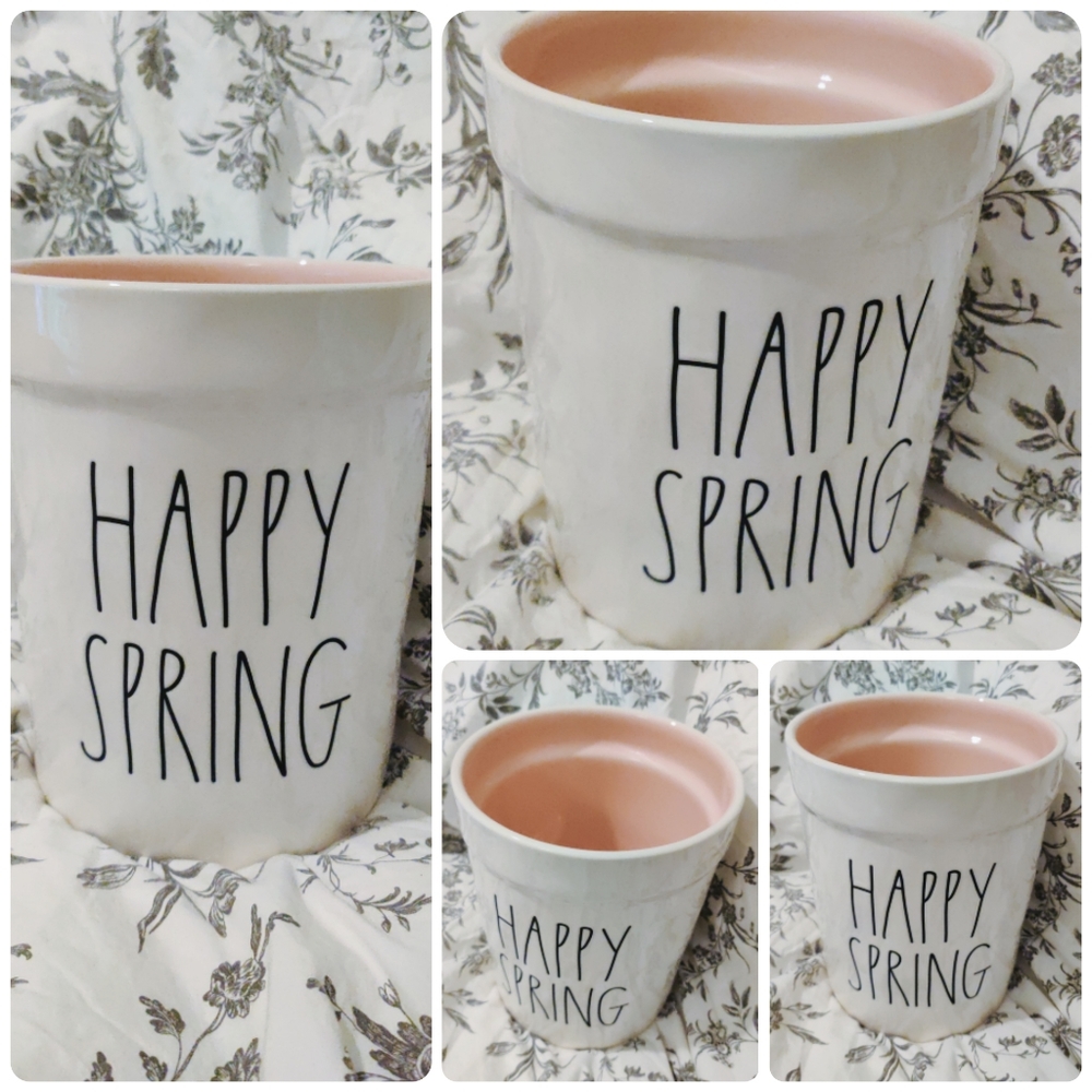 Rae Dunn spring flower plant pot